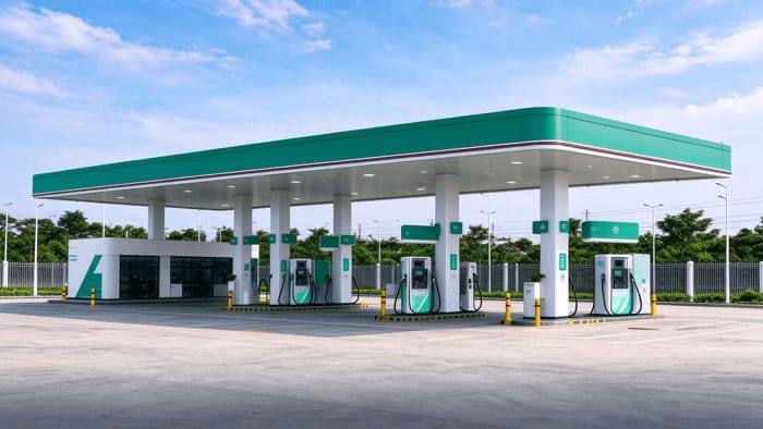 Trạm sạc ô tô điện dưới mái che